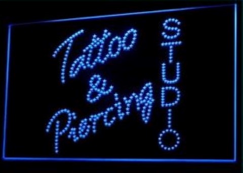 Open Tattoo & Piercing Studio LED Neon Sign
